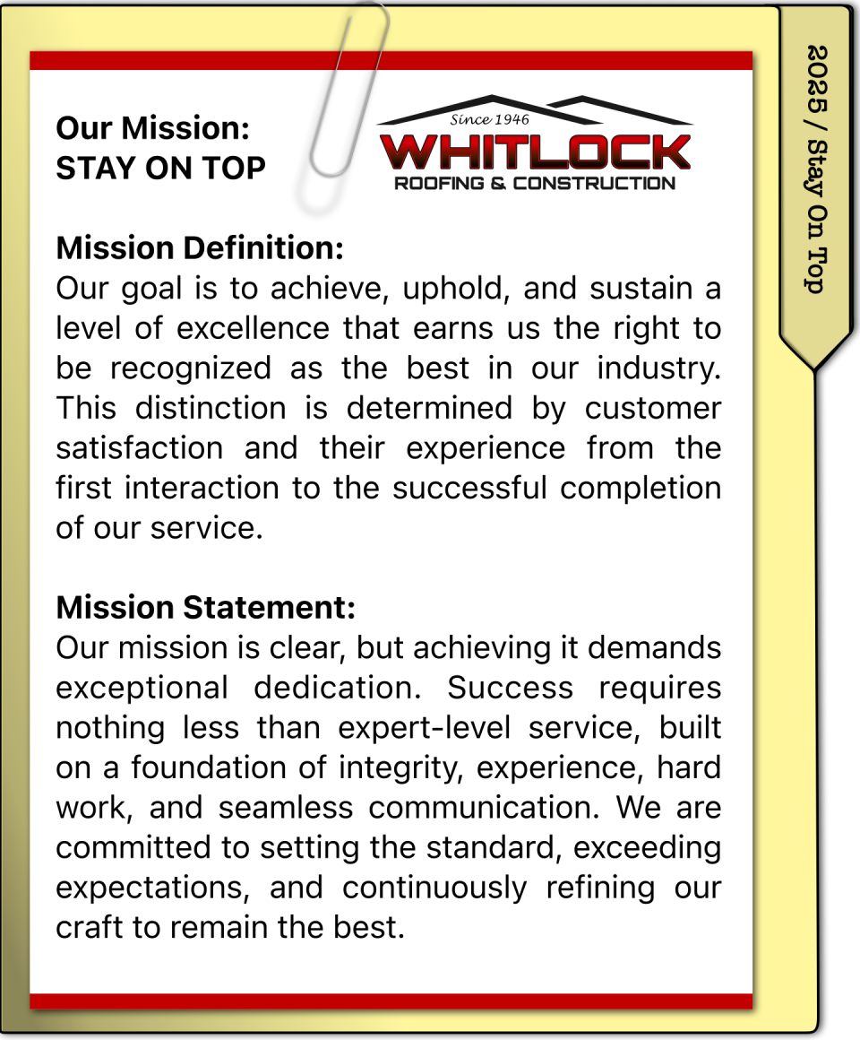 Our Mission at Whitlock Roofing